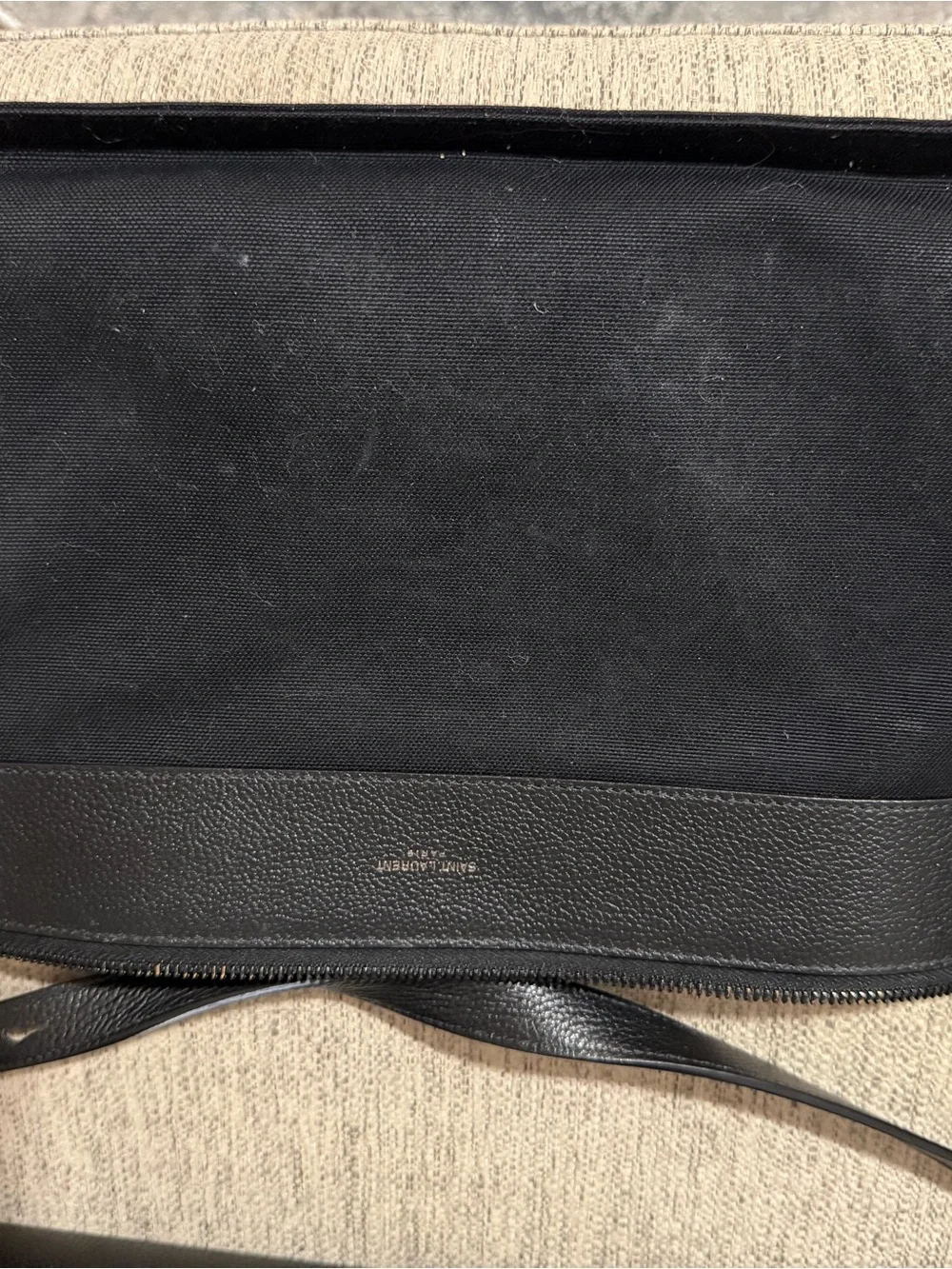 Saint Laurent Black Grained Leather Briefcase Tote - Sac De Jour Large Thin